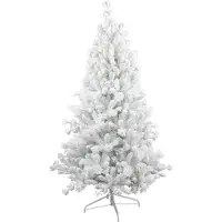 A Perfect Christmas Teddy White flocked hinged kunstkerstboom - 210 cm - Wit - Ø107 cm - 910 tips - Besneeuwd/Frosted - Metalen voet