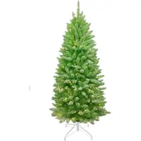 A Perfect Christmas Funky Green Flocked verlichte kunstkerstboom - 183 cm - Lichtgroen geflockt - Ø91 cm - 709 tips - 300 ledlampjes (warm wit) - Besneeuwd/Frosted - Metalen voet