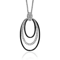 Orphelia Silver 925 Zh-7068 Pendant Black Ceramic With White Zirc