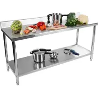 Royal Catering RVS werktafel - ECO - 200 x 60 cm - 400 kg - achterwand -
