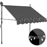 vidaXL Luifel handmatig uitschuifbaar met LED 150 cm antracietkleurig