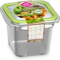 Hega hogar 5x Voorraad/vershoudbakjes 0,5 liter transparant/groen