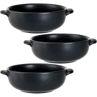 Cosy & Trendy 6x Zwarte soepkommen van porselein 13 cm rond -