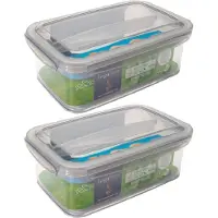 Hega hogar 4x Voorraad/vershoudbakjes met tray 1,9 ltr transparant/grijs plastic