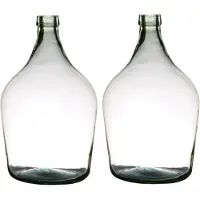 Hakbijl Glass 2x stuks transparante luxe stijlvolle flessen vaas/vazen van glas 39 x 25 cm - Bloemen/takken vaas voor binnen gebruik