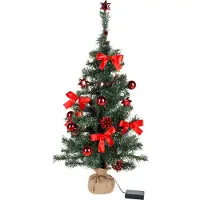 Hi Kunstboom/kunst kerstboom - 75 cm - met kerstversiering en kerstverlichting
