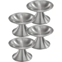 Trend Candles 4x Luxe metalen kaarsenhouders zilver voor stompkaarsen van 7-8 cm - Stompkaarshouder - Kaarshouder/kaarsen standaard - Kandelaar voor stompkaarsen - Woonaccessoires
