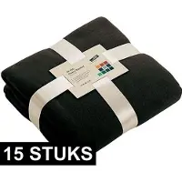 James & nicholson 15x Fleece dekens/plaids zwart 130 x 170 cm - Woondeken - Fleecedekens