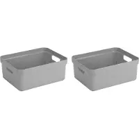 Sunware Opbergbox Sigma - 8x - kunststof - lichtgrijs - 24 liter - Opbergbakken/opbergers - 45 x 35 x 18 cm