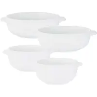 COSY&TRENDY Set van 4x stuks tapas/amuse/snack schaaltjes wit van porselein 10 en 13 cm rond - Kleine kommetjes/bakjes