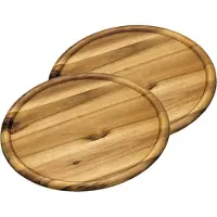 Kesper houten serveerbord/pizzabord rond - 3x -D32 x H2cm - acacia hout - serveerplank