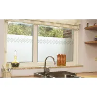 Patifix Raamfolie patroon rand semi transparant - 2x - 45 cm x 2 meter - zelfklevend - Glasfolie - Anti inkijk folie