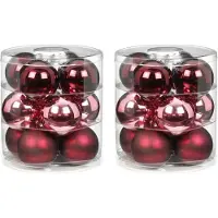 Inge-glas 24x Berry Kiss mix glazen kerstballen 8 cm glans en mat - Kerstboomversiering mix roze/rood