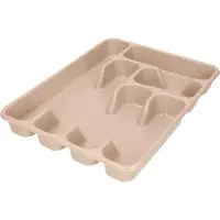 Hega hogar 2x stuks kunststof bestekbak/bestekhouders 6-vaks taupe - 40 x 30 x 5 cm - Keuken lades opbergers - vakverdelingen