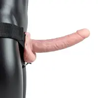 Realrock - Realistische Holle Strap-on 23 cm met vibratie - Zwart