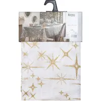 Atmosphera Tafelkleed kerst sfeer thema - 140 x 240 cm wit met gouden sterren - Tafellakens