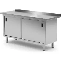 Hendi Wandwerktafel met kast – gelast – roestvast staal – 1600x600x850 mm – verstelbare voeten
