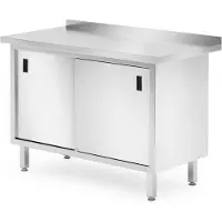 Hendi Wandwerktafel met kast – gelast – 1200x600x850 mm – roestvast staal – verstelbare voeten
