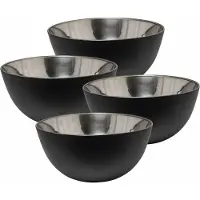 Svenska Living 6x stuks kommetjes/schaaltjes - mat zwart - RVS - D19 x 9.5 cm - Kommetjes