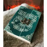 Ancient Wisdom Leren Notitieboek - Peace - Met Slot - Handgemaakt - Groen Leer - 18x13cmx2,5cm - 200 Pagina's