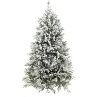 National Tree Company Snowy Hamilton Hinged kunstkerstboom - 213 cm - Wit geflockt donkergroen - Ø140 cm - 3929 tips - Besneeuwd/Frosted - Metalen voet