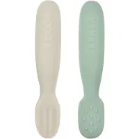 Beaba Oefenlepels Siliconen Sage Green/Velvet Grey 2st