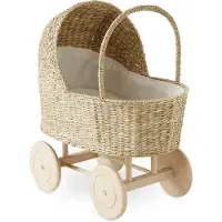 Vertbaudet Poppenwagen van rotan wit