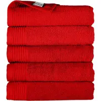 The One Towelling Hotelkwaliteit Handdoeken Set - 5 Stuks - 50 x 100 cm - 450 g/m2 - 100% Katoen - Zacht en Absorberend - Rood