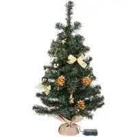 Haushalt HI kerstboom - 75 cm - met kerstversiering en kerstverlichting - goud - Kunstkerstboom