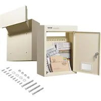 Vevor Wandbrievenbus, Robuuste stalen inbouwbrievenbus voor muren van 70 tot 200 mm dik, Cijferslot, Brievenbus 320 x 158 x 430 mm, Beige