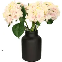 Mica Decorations Kunstbloem - 2x - Hortensia tak - lichtroze - 51 cm - losse steel - Kunst zijdebloemen