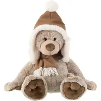 J-Line Bear+hat plush polyester brown large