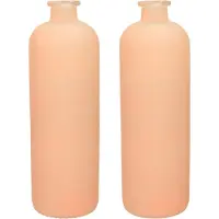 Jodeco Bloemenvaas Avignon - 2x - glas - mat terra - H33 x D11 cm