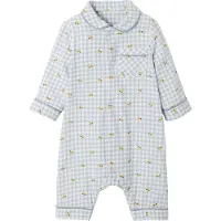 Vertbaudet Babypyjama in katoen flanel ivoorkleurige ruitjes