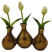 Deco4yourhome - Tulpenvaas - 3 openingen - Goud - Gold - Triple -Vaas