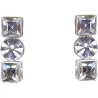 Behave – Oorbellen – 925 Sterling Zilveren Oorsteker - Langwerpig met Transparante Glas Steen - 1, 6 cm lang en 0,6 cm