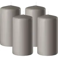 Enlightening Candles Cilinderkaars/stompkaars - 4x - zand/grijs - D6 x H10 cm - 36 branduren - Dikke kaarsen - Voor kandelaar of plateau