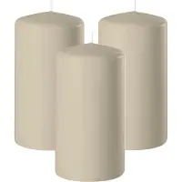 Enlightening Candles Cilinderkaars/stompkaars - 3x - beige - D6 x H10 cm - 36 branduren - Dikke kaarsen - Voor kandelaar of plateau