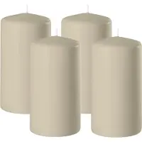 Enlightening Candles Cilinderkaars/stompkaars - 4x - beige - D6 x H10 cm - 36 branduren - Dikke kaarsen - Voor kandelaar of plateau