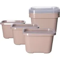 Juypal Hogar Juypal Vershoudbakjes nestbaar - BPA vrij - meal prep - 6x stuks van 1 liter - beige - luchtdicht - herbruikbaar