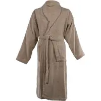 Tiseco - Badjas LINDU - katoen - badstof, met zakken - L/XL, taupe