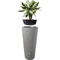 Graf regenton Vaso Decor 220 L- grijs-met kraantje-met vulautomaat voor rechthoekige regenpijp