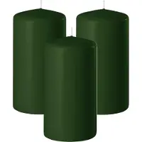 Enlightening Candles Cilinderkaars/stompkaars - 3x - donkergroen - D6 x H10 cm - 36 branduren - Dikke kaarsen - Voor kandelaar of plateau