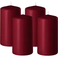 Enlightening Candles Cilinderkaars/stompkaars - 4x - bordeaux rood - D6 x H8 cm - 27 branduren - Dikke kaarsen - Voor kandelaar of plateau