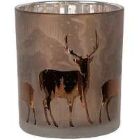 Clayre & Eef Theelichthouder Ø 7x8 cm Bruin Glas