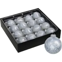 Othmar decorations Luxe kleine kerstballen - 32x st - 4 cm - wit/grijs - glas - ice finish