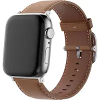 Bandz Lederen band 'Classic' - Extra soepel leren bandje geschikt voor de Apple Watch Series 1/2/3/4/5/6/7/8/9/10/11/SE/SE2/SE3 - kleine maat: 38mm / 40mm / 41mm / 42mm (lichtbruin)