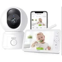 Arenti AINANNY B2 Kit Wifi Baby Monitor - Babyfoon met Camera - Babyfoon met 5 Inch Scherm - Full HD-Resolutie - Slaapliedjes & Temperatuur - Alexa & Google