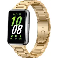 Strap-it Stalen schakel bandje - geschikt voor Samsung Galaxy Fit 3 (goud)