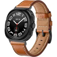 Strap-it Leren bandje met gespsluiting - geschikt voor Samsung Galaxy Watch Ultra 2 (2026) / Ultra (2024/2025) - bruin